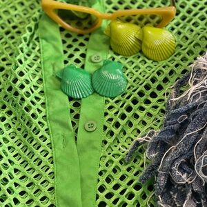 Olive green seashell earrings